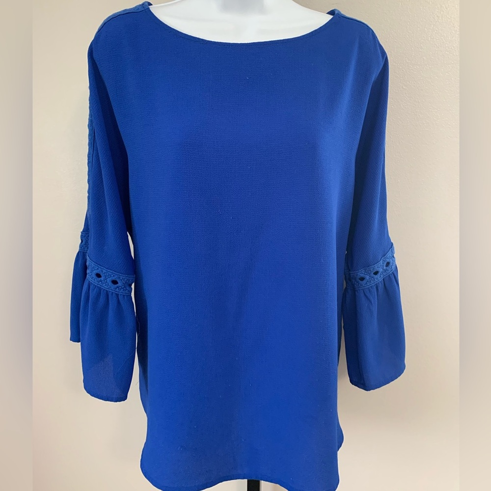 ALYX Women’s Royal Blue Boatneck Blouse with Bell Sleeves